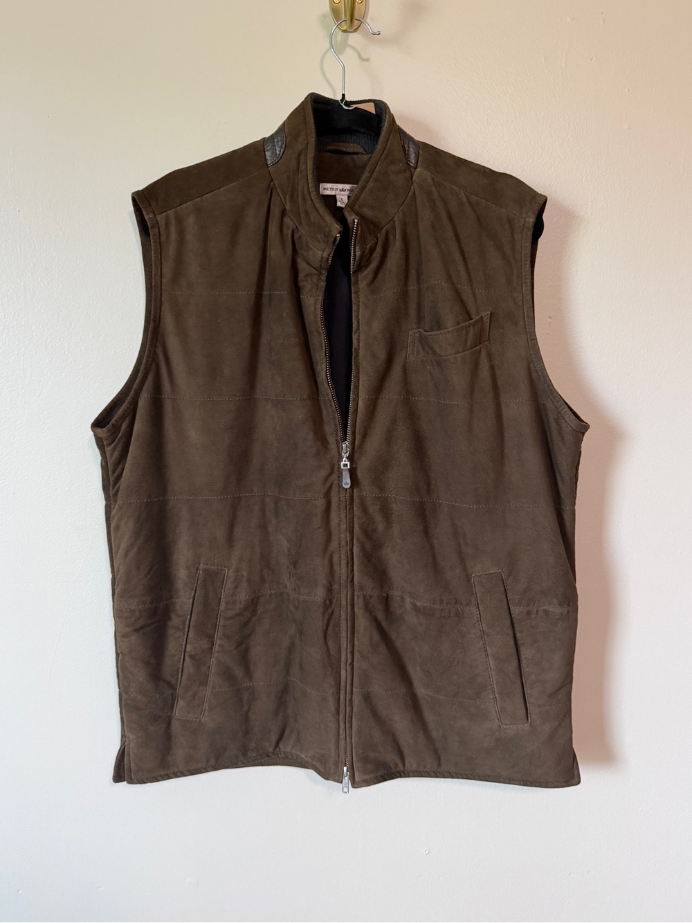 Peter Millar Crown Crafted S Vantage 100% Suede Leather Vest Loden size large